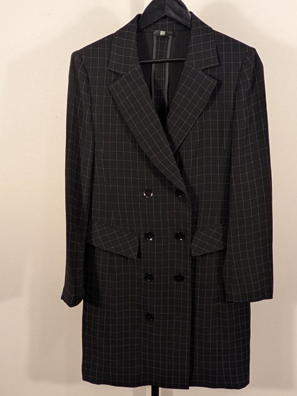 RIANI Germany Windowpane Plaid Tailored Coat Blazer Double-Breasted | Sz 8